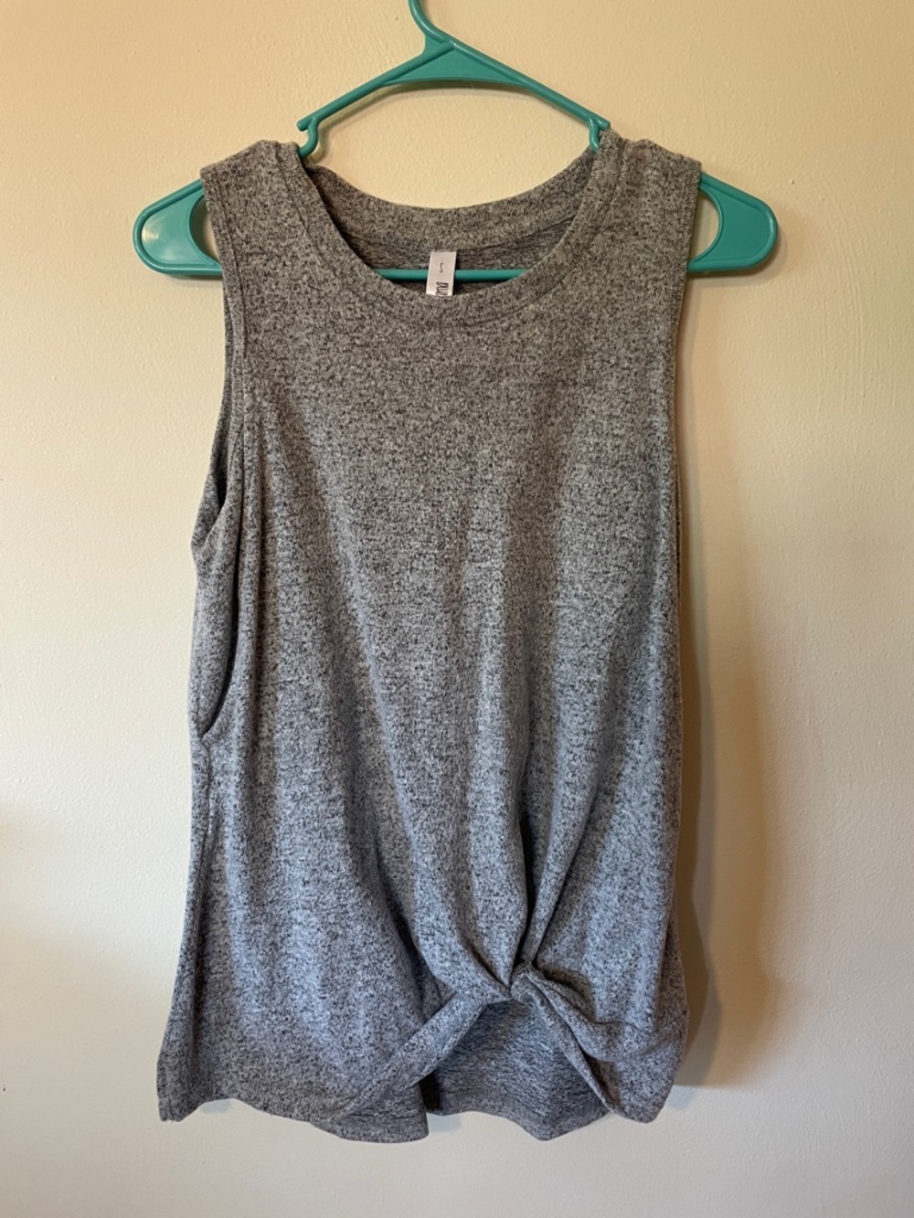 Latched Mama Gray Knot-Front Tank Top